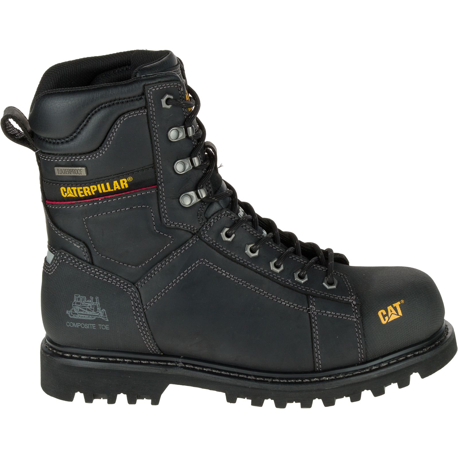 Caterpillar Men's Control 8" Waterproof Composite Toe Csa Work Boots Black CAT-65901